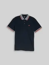 TOM TAILOR Herren Piqué Poloshirt mit Logo-Print, blau, Uni – Bild 1