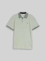 TOM TAILOR Herren Piqué Poloshirt mit Logo-Print, grün, Uni – Bild 1