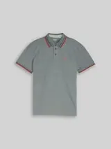 TOM TAILOR Herren Piqué Poloshirt mit Logo-Print, grün, Meliert – Bild 1