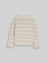 TOM TAILOR Damen Loose Fit Strickpullover mit Streifenmuster, blau, Gestreift – Bild 1