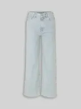 TOM TAILOR Damen TTNELMA CULOTTE Jeans mit Streifenmuster, blau, Uni – Bild 1