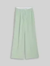 TOM TAILOR DENIM Damen Wide Leg Hose im 2-in-1-Look, grün, Uni – Bild 1