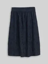 TOM TAILOR Damen High Waist Midi-Rock mit Stickerei, blau, Uni – Bild 1