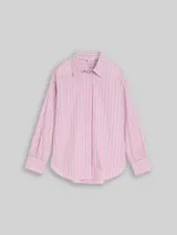 TOM TAILOR DENIM Damen Oversize Hemdbluse mit Streifenmuster, rosa, Gestreift – Bild 1