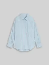 TOM TAILOR DENIM Damen Oversize Hemdbluse mit Streifenmuster, blau, Gestreift – Bild 1
