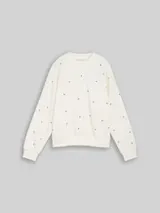 TOM TAILOR DENIM Damen Loose Fit Sweatshirt mit Stickerei, weiß, Uni – Bild 1