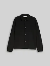 TOM TAILOR DENIM Herren Relaxed Fit Overshirt mit Waffelstruktur, schwarz, Uni – Bild 1