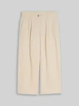 TOM TAILOR Damen Culotte Hose mit Leinenanteil, beige, Meliert – Bild 1