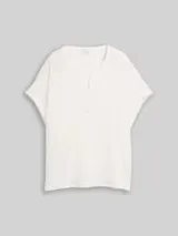 TOM TAILOR Damen Crinkle T-Shirt, weiß, Uni – Bild 1