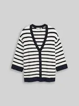 TOM TAILOR Damen Plus Size - Loose Fit Cardigan mit Streifenmuster, blau, Gestreift – Bild 1