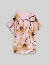 TOM TAILOR Damen Plus Size - T-Shirt im Material-Mix, rosa, Geblümt – Bild 1