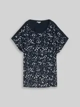 TOM TAILOR Damen Plus Size - T-Shirt im Material-Mix, blau, Gepunktet – Bild 1