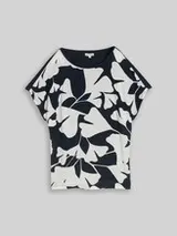 TOM TAILOR Damen Plus Size - T-Shirt im Material-Mix, blau, Gemustert – Bild 1