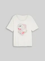 TOM TAILOR Damen Plus Size - T-Shirt mit Print, weiß, Uni – Bild 1
