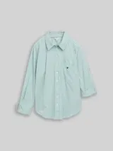 TOM TAILOR Damen Plus Size - Oversize Hemdbluse mit Herz-Stickerei, blau, Gestreift – Bild 1