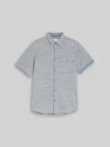 TOM TAILOR Herren Regular Fit Kurzarmhemd aus Baumwolle, blau, Meliert – Bild 1