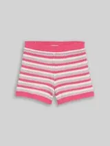 TOM TAILOR Mädchen Shorts mit Streifenmuster, rosa, Gestreift – Bild 1