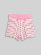 TOM TAILOR Mädchen Shorts in Häkel-Optik, rosa, Gestreift – Bild 1