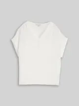 TOM TAILOR Damen Loose Fit Bluse mit V-Ausschnitt, weiß, Uni – Bild 1