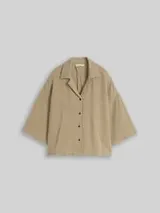 TOM TAILOR Damen Oversize Musselin Bluse aus Baumwolle, grün, Uni – Bild 1