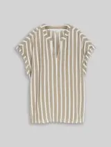 TOM TAILOR Damen Loose Fit Bluse mit V-Ausschnitt, grün, Gestreift – Bild 1