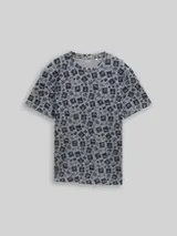TOM TAILOR Herren Piqué T-Shirt mit Allover-Print, blau, Gemustert – Bild 1