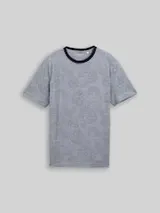 TOM TAILOR Herren Jacquard T-Shirt mit Muster, blau, Gemustert – Bild 1
