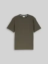 TOM TAILOR Herren T-Shirt mit Ottoman-Struktur, grün, Uni – Bild 1