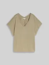 TOM TAILOR Damen T-Shirt mit V-Ausschnitt, grün, Uni – Bild 1