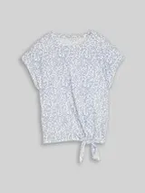 TOM TAILOR Damen T-Shirt mit Knotendetail, weiß, Gemustert – Bild 1