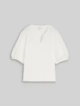 TOM TAILOR Damen Blusenshirt mit Spitzendetails, weiß, Uni – Bild 1