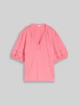 TOM TAILOR Damen Blusenshirt mit Spitzendetails, rosa, Uni – Bild 1