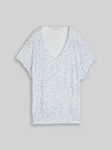 TOM TAILOR Damen Crinkle T-Shirt mit Muster, weiß, Gemustert – Bild 1