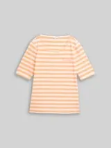 TOM TAILOR Damen T-Shirt mit Stickerei, orange, Gestreift – Bild 1