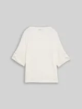 TOM TAILOR Damen T-Shirt mit Turn-Up-Funktion, weiß, Uni – Bild 1