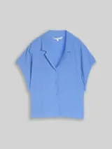 TOM TAILOR DENIM Damen Seersucker Resort Hemdbluse, blau, Uni – Bild 1