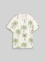 TOM TAILOR Jungen Oversize T-Shirt mit Muster, weiß, Palmenprint – Bild 1