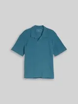 TOM TAILOR DENIM Herren Relaxed Fit Poloshirt mit Waffelstruktur, blau, Uni – Bild 1