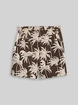 TOM TAILOR DENIM Damen Crinkle Relaxed Fit Shorts, braun, Gemustert – Bild 1
