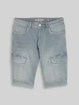 TOM TAILOR Herren TTMARVIN STRAIGHT Cargo Jeans Shorts, blau, Uni – Bild 1
