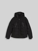 TOM TAILOR Herren Puffer-Jacke mit abnehmbarer Kapuze, schwarz, Uni – Bild 7