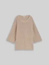 TOM TAILOR Damen Plus Size - Loose Fit Strickpullover mit Lochmuster, grau, Uni – Bild 1