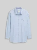 TOM TAILOR Herren Plus Size - Regular Fit Hemd mit Turn-Up-Funktion, blau, Uni – Bild 1