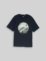 TOM TAILOR Herren Plus Size - T-Shirt mit Fotoprint, blau, Uni – Bild 1