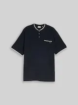 TOM TAILOR Herren Plus Size - Poloshirt mit Brusttasche, blau, Meliert – Bild 1