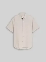 TOM TAILOR DENIM Herren Relaxed Fit Kurzarmhemd mit Leinenanteil, grau, Meliert – Bild 1