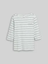 TOM TAILOR Damen Plus Size - Langarmshirt mit Streifenmuster, grün, Gestreift – Bild 1