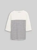 TOM TAILOR Damen Plus Size - Langarmshirt mit Streifenmuster, weiß, Gestreift – Bild 1
