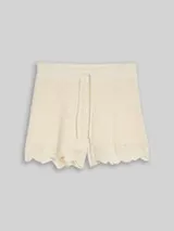 TOM TAILOR DENIM Damen Strickshorts mit Lochmuster, weiß, Uni – Bild 1