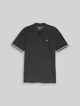 TOM TAILOR DENIM Herren Piqué Poloshirt mit Stehkragen, schwarz, Uni – Bild 1